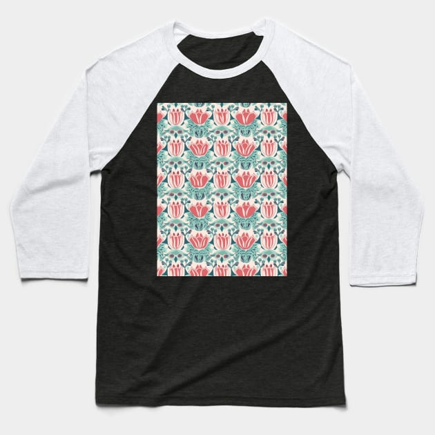 Tulips Flower Seamless Pattern V5 Baseball T-Shirt by Family journey with God